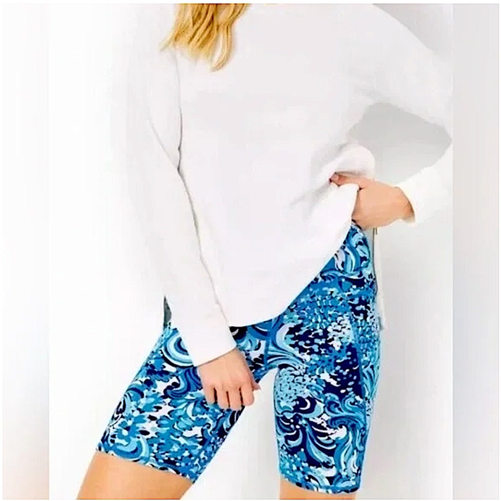 Lilly Pulitzer UPF 50+ Luxletic 8" South Beach High Rise Bike Short M Mermazing